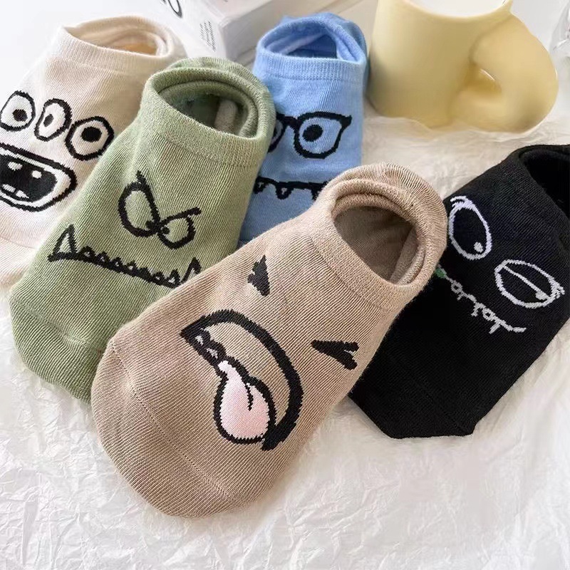 10 pares de calcetines con estampado difuso Calcetines invisibles lindos y ligeros Medias y calcetería para mujer