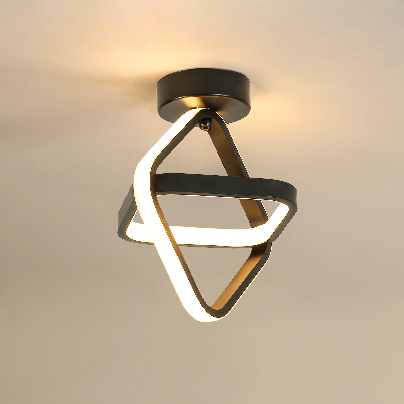 Kwadratowa lampa sufitowa LED, nowoczesna, 24W, 2700LM, 3000K ciepła biel, średnica 22CM, odpowiednia do korytarza, balkonu, kuchni, jadalni.