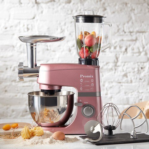 Mixer 1200W Pink Countertop Mixer Baja Tahan Karat Dapur Makanan Mixer Krim Telur Kocokan Kue Adonan Mesin Roti