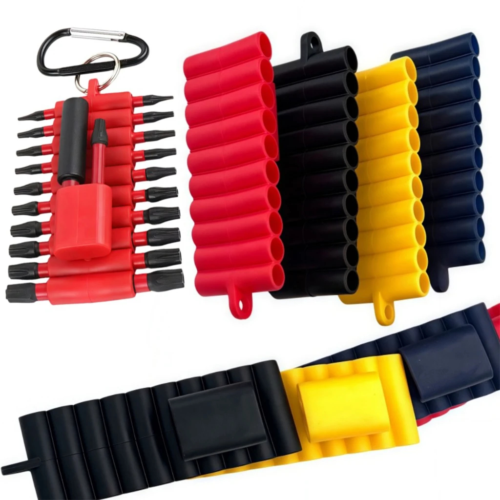 HOMEFIS 1 Stück 22-Loch Schraubendreher-Bithalter Weicher Gummi-Organizer 1/4 Zoll Sechskant-Schraubendreherkopf Bohrerständer Elektrowerkzeug-Etui