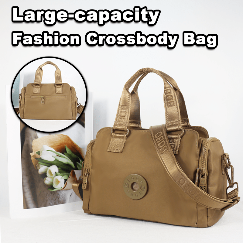 Modieuze crossbodytas voor dames, handtas, glad en duurzaam nylonmateriaal, magnetische zak, zijvak met ritssluiting.