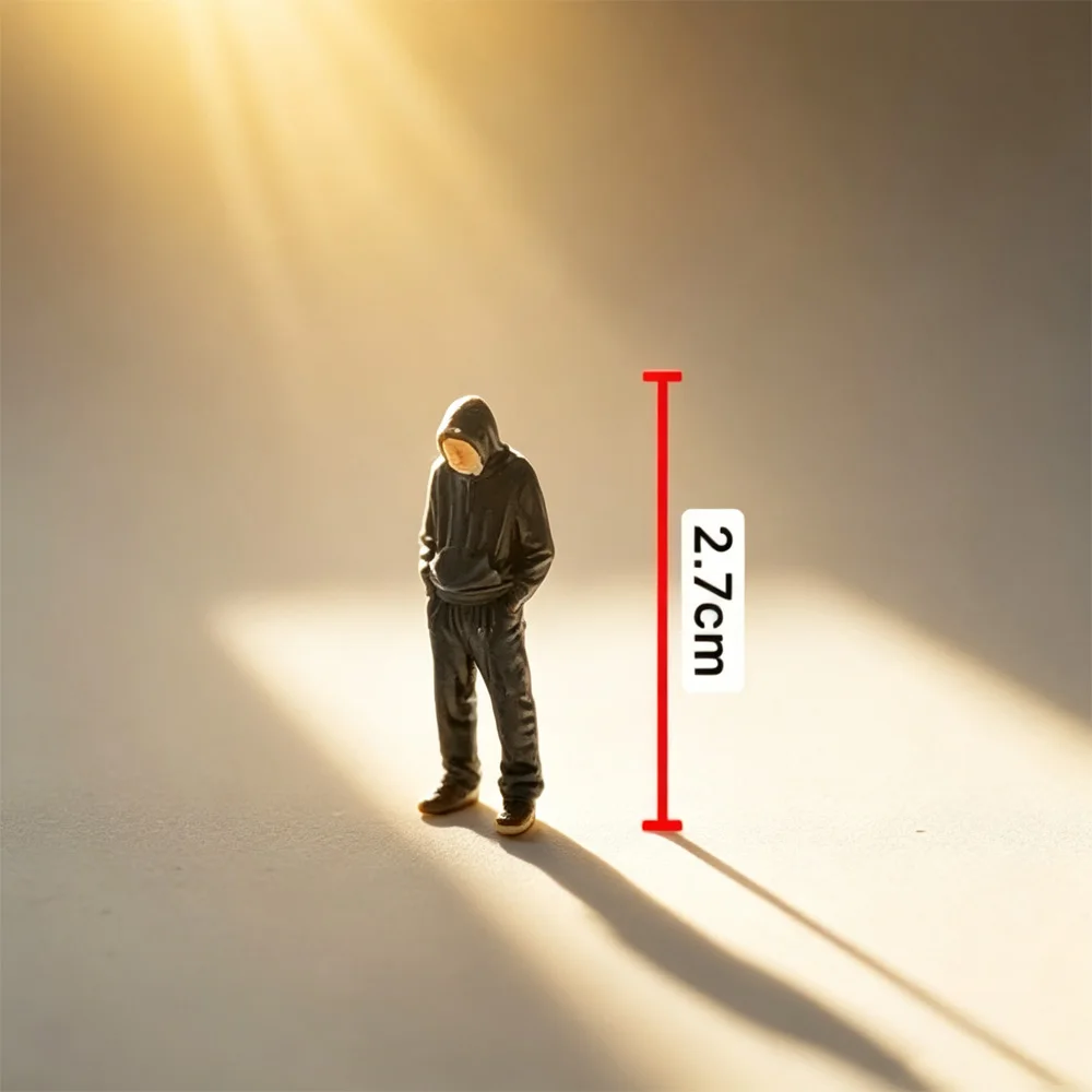 1:64 Hoodie Male Miniature Scene Diorama Ornament Simulation Model Tiny Figure Photography Prop