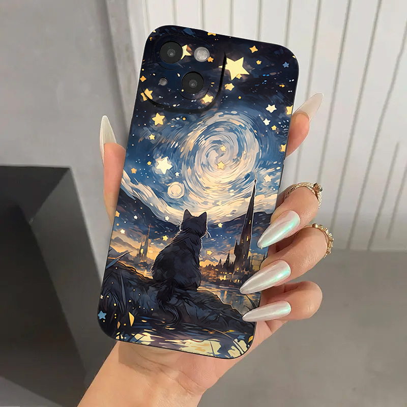 Sternenhimmel-Katzenmuster-Handyhülle für Xiaomi Redmi Note 14 13 12 Pro Plus 5G 12S 11S 11 10S Redmi 12 13C stoßfeste Stoßstangenabdeckung
