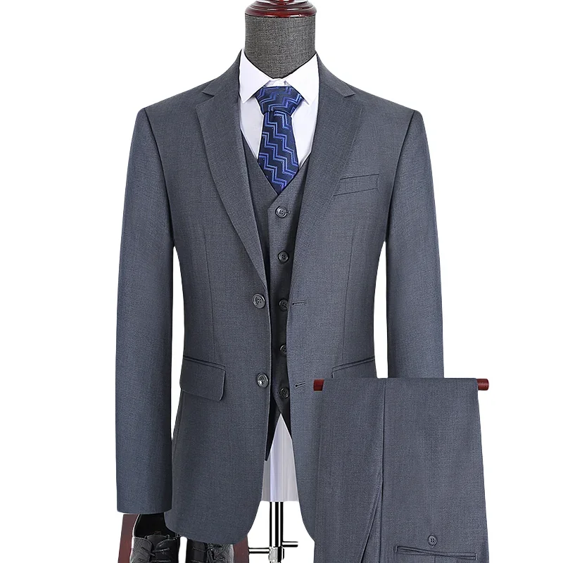Completo da Uomo per Esterni, Versione Coreana Slim-fit, Abbigliamento da Lavoro alla Moda, Casual Elegante per Matrimoni (Blazer+Gilet+Pantaloni)