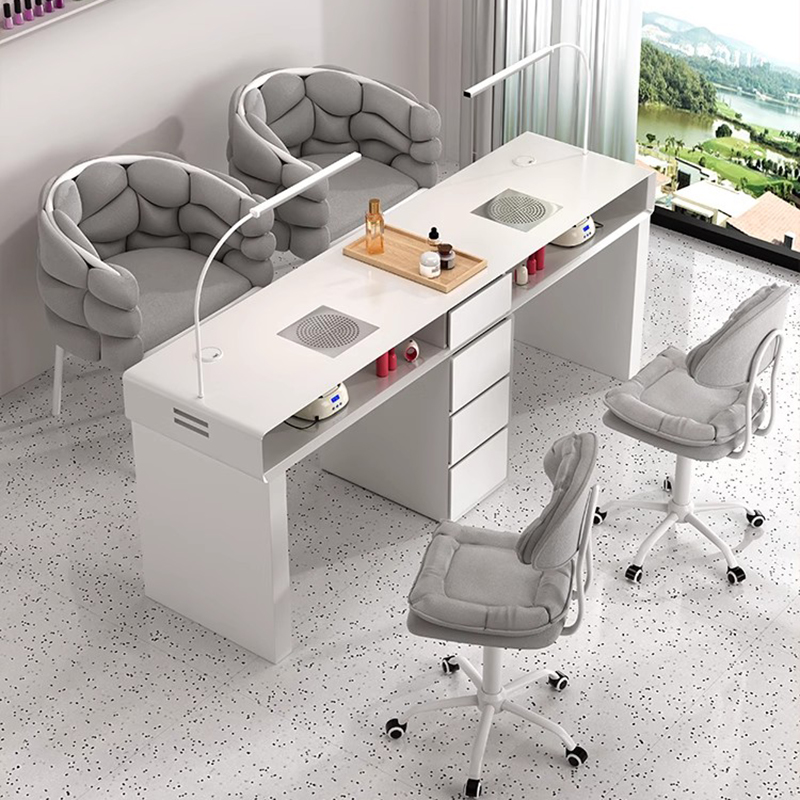 Luxe klassieke nageltafel met licht modern marmeren blad Scandinavisch nagelbureau Europese esthetische tafel Manucure nagelsalonmeubilair
