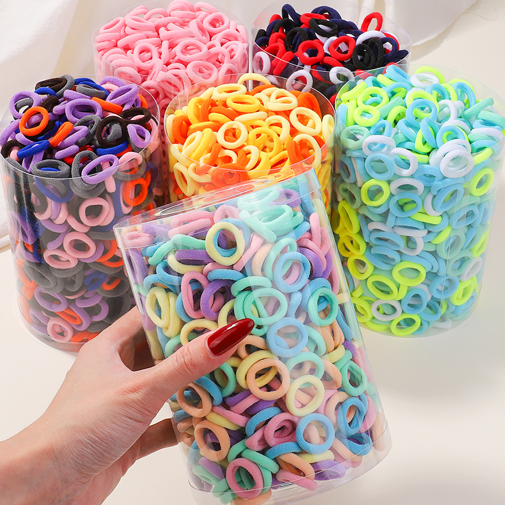 20/50/100 Uds. Lazos elásticos básicos coloridos de nailon para el cabello para niñas coleta para sujetar banda de goma accesorios básicos para el cabello para niños