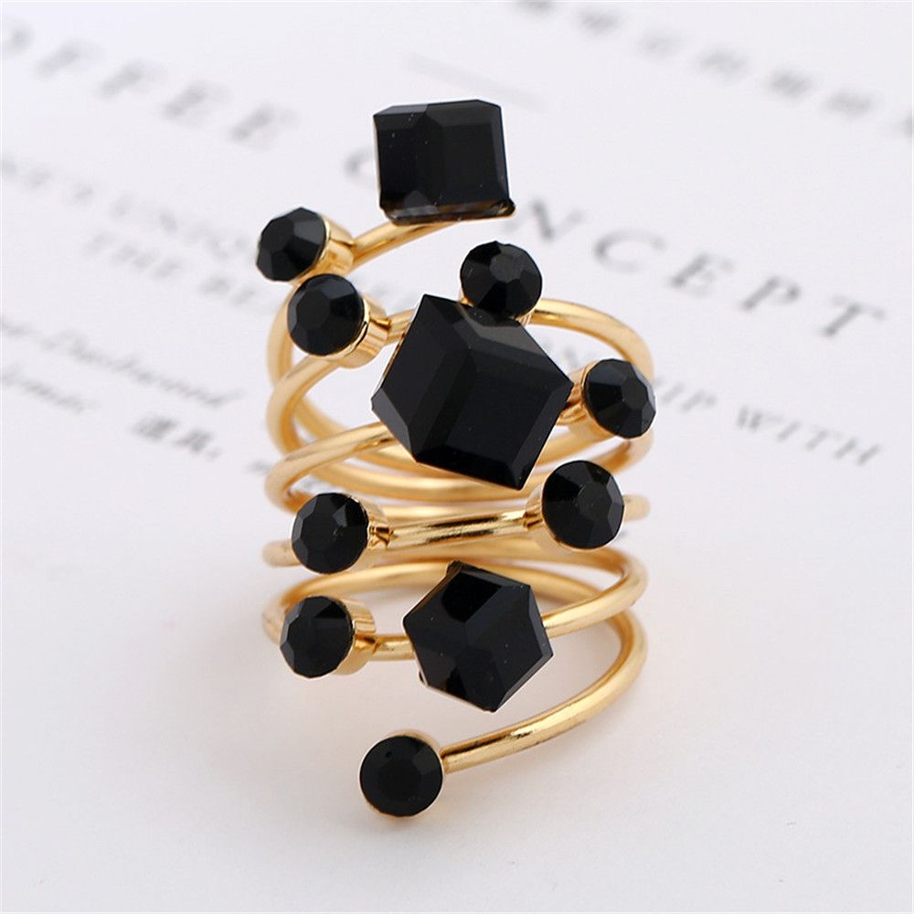 Cincin Mewah Vintage Geometris Berhias Berlian Imitasi, Cincin Jari Model Knuckle Antik untuk Wanita, Perhiasan Punk, Hadiah
