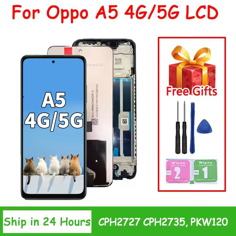 Дисплей A5 для Oppo A5 4G, LCD-экран CPH2727, сенсорный экран-дигитайзер для OPPO A5 5G CPH2735, рамка LCD PKW120