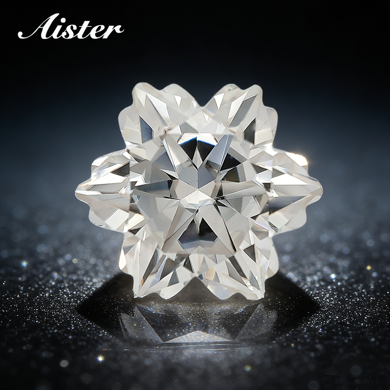 Nouvelles pierres de moissanite taillées en forme de flocon de neige, 2,5-7,0 ct, couleur D, avec certificat GRA pour la fabrication de bijoux
