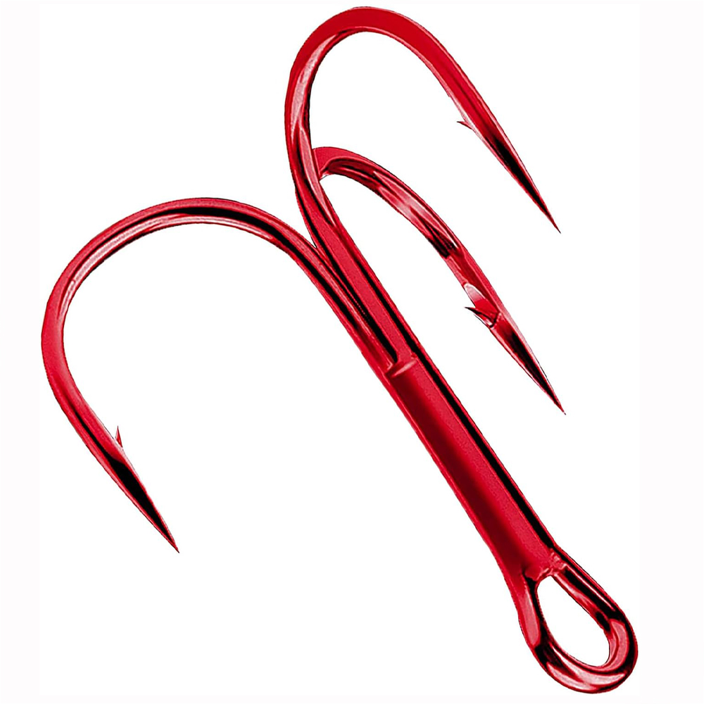 500Pcs Sharp Red Treble Fishing Hooks Sztuczna przynęta wędkarska potrójne haczyki Haczyk kolczasty na sum Bass Pstrąg Haczyk wędkarski
