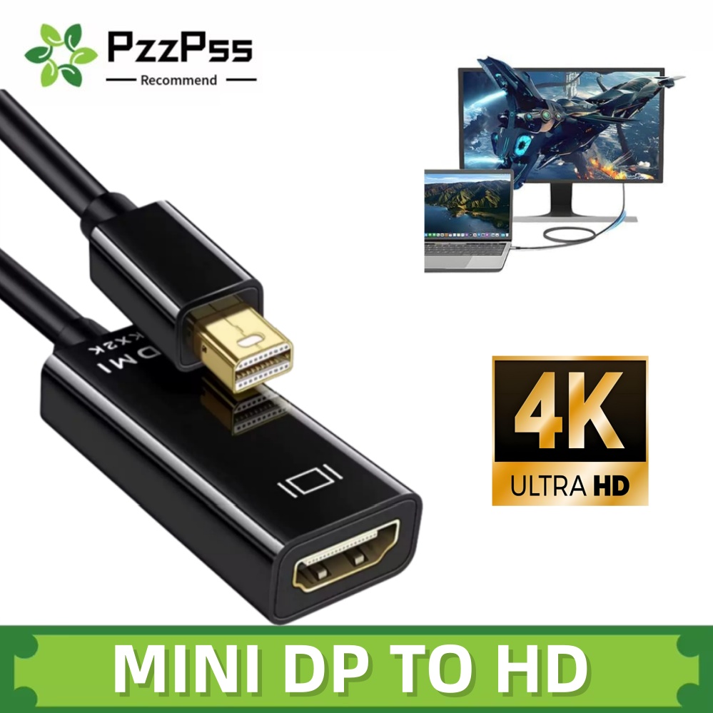 Mini cabo adaptador compatível dp para hdmi 4k/1080p macho para fêmea displayport para hd conversor para macbook pro ar mac superfície pro