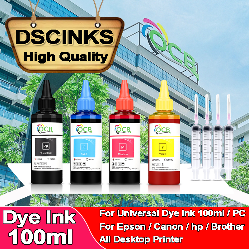 100ml Universal Dye Ink BK C M Y ชุดสําหรับ HP Canon Epson Brother Deskjet Inkjet Printer ตลับหมึก CISS