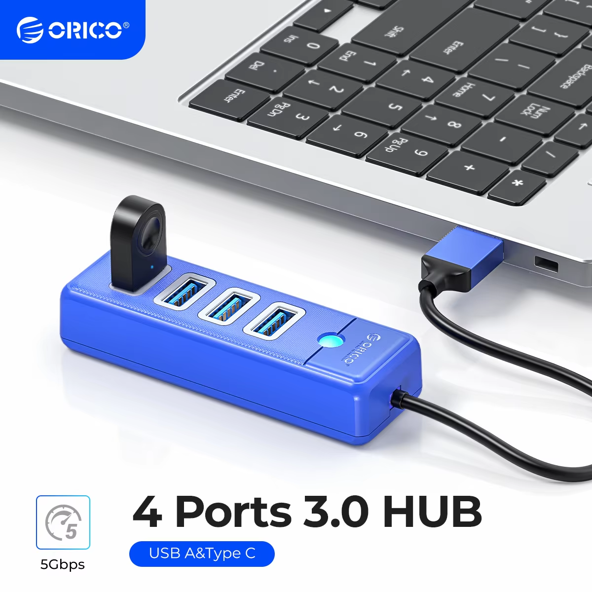 ORICO HUB USB 3,0 4 en 1, 5Gbps, colorido, 4 puertos, Mini divisor de alta velocidad, adaptador OTG para escritorio, PC, accesorios de ordenador