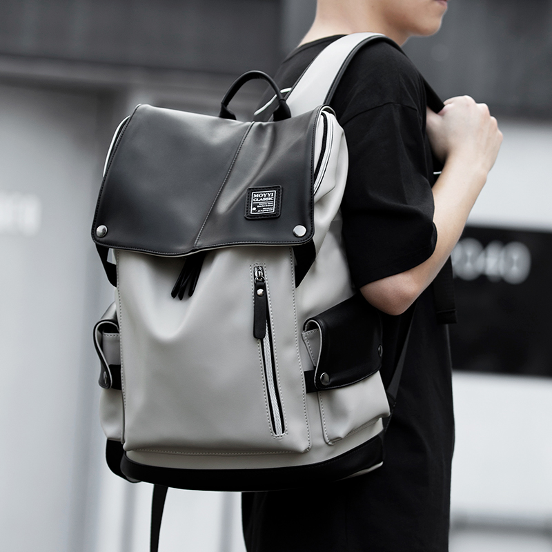 High Quality Waterproof Flip Leather Laptop Backpack for Men Women 15.6 inch Casual Travel Rucksack Teenagers School Bag No USB