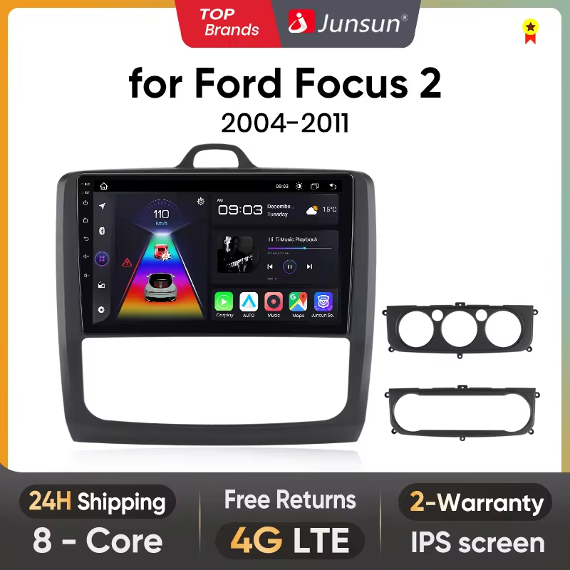 Junsun inalámbrico CarPlay Android Auto Radio de coche para Ford Focus 2 Mk2 2004 2005 2006-2011 RDS GPS 4G WIFI Multimedia autoradio