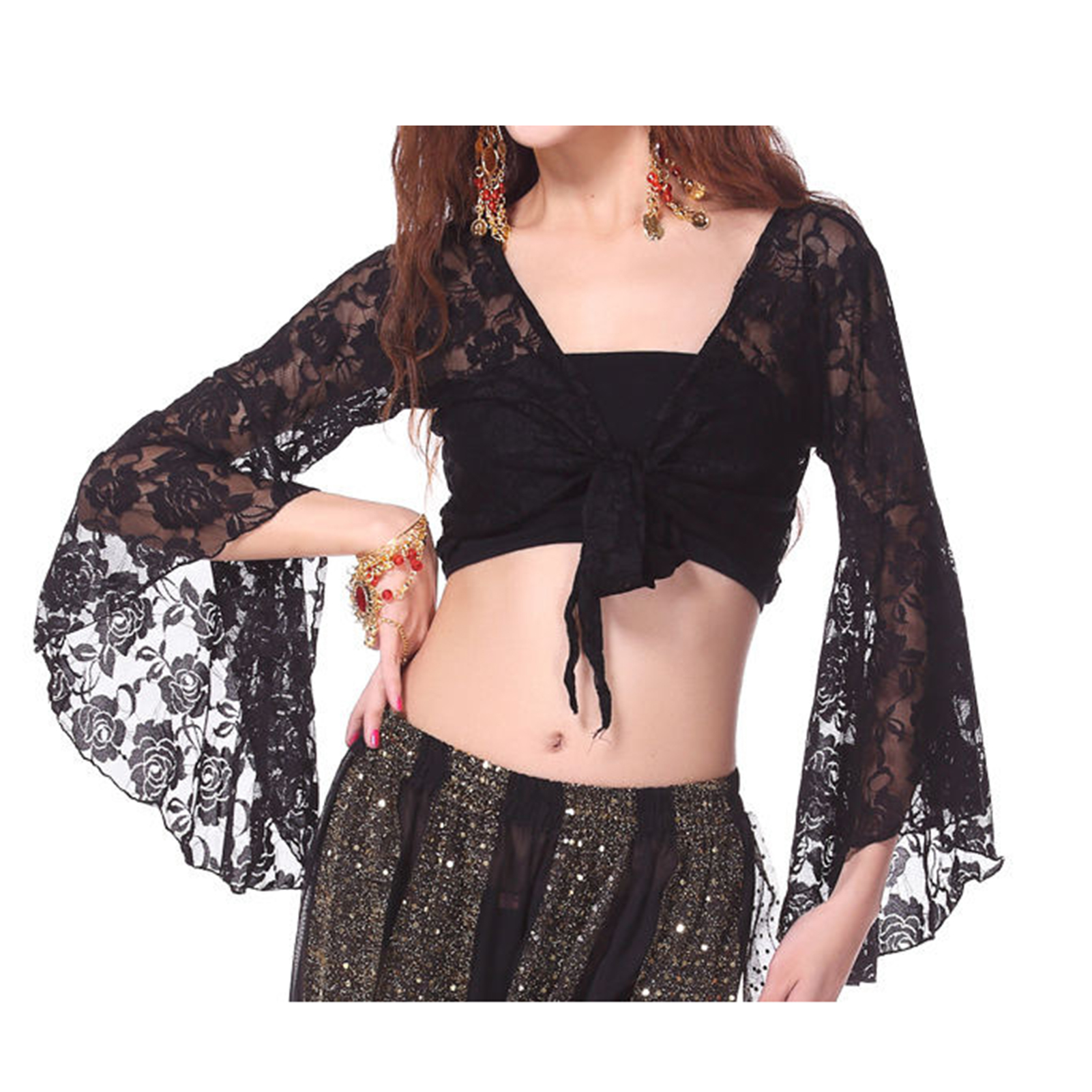 Long Flare Sleeve Belly Dance Clothes Shrug Gymnastics Cover Up Cardigan Gift for Woman Mather Lovers