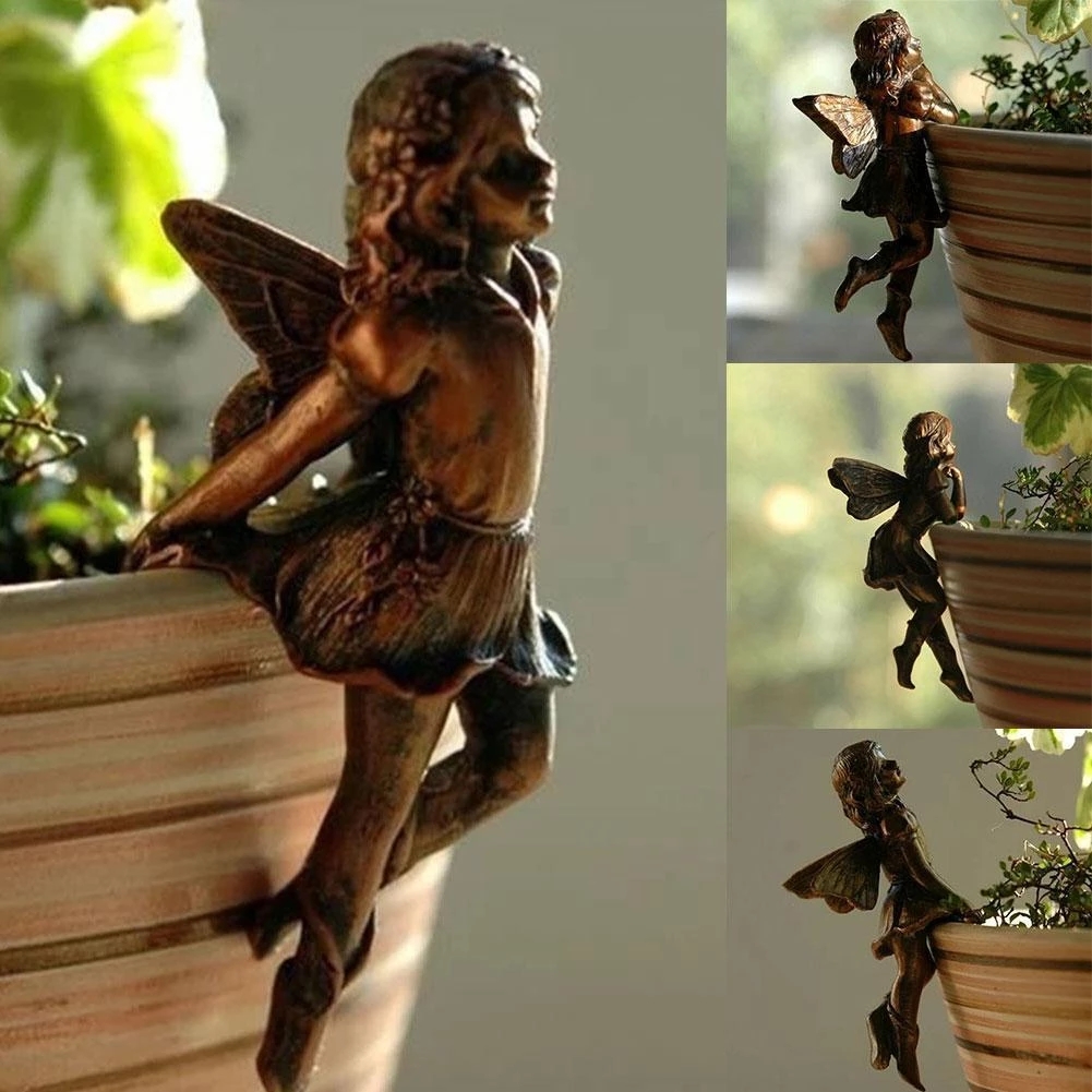 Tasse suspendue en résine pour fille ange, décoration féerique, combinaison de fleurs, panier de bord, décoration de jardin, Pot féerique, Huggers, nouvelle collection