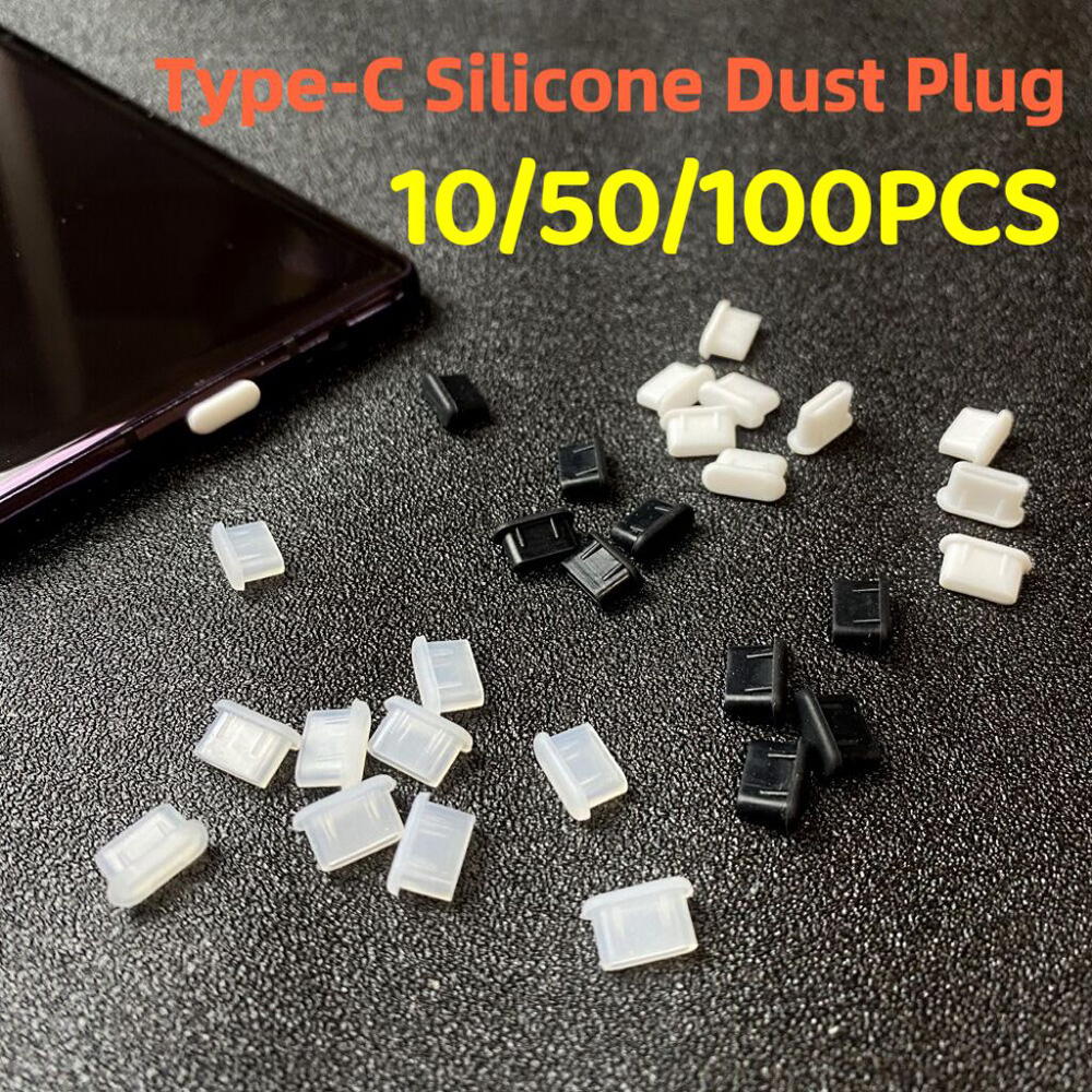 Protector de puerto de carga USB tipo C, cubierta de silicona para Samsung, Huawei, accesorios de teléfono inteligente, 10/50/100 Uds.