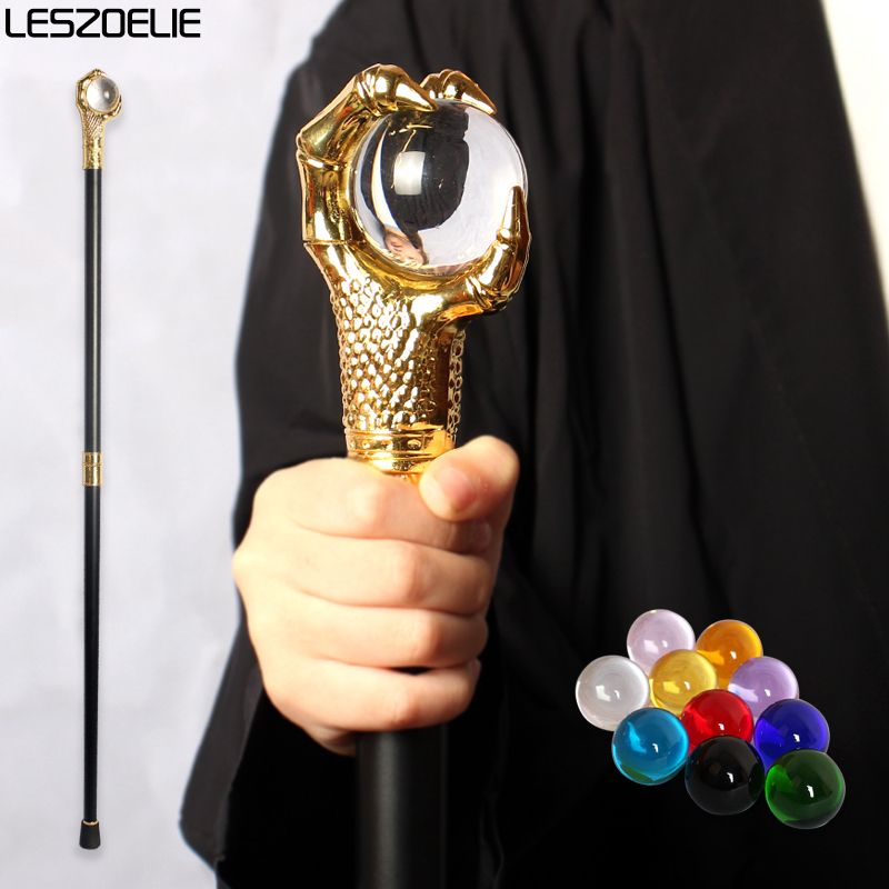 Bastón de bola de cristal de garra de dragón dorado de lujo para hombres y mujeres, bastones para caminar de fiesta de moda, bastón Vintage elegante, 10 colores
