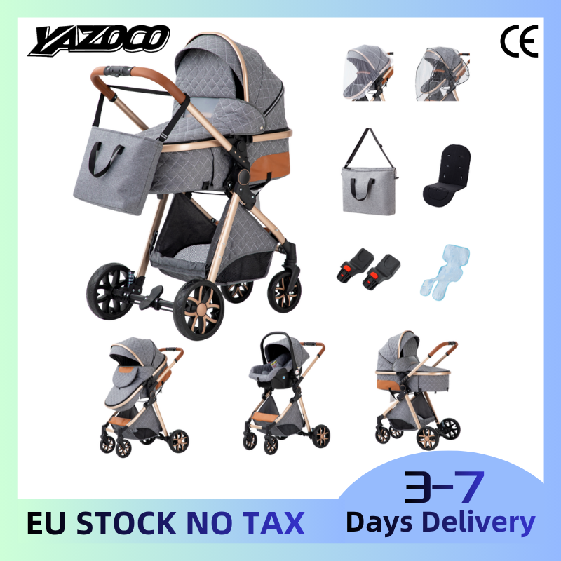 3-in-1 Hochwertiger Kinderwagen mit Autositz, Atmungsaktiver Sommer-Kinderwagen, Leichter Aluminiumrahmen-Babywagen, Kompaktes Faltbares Reisesystem