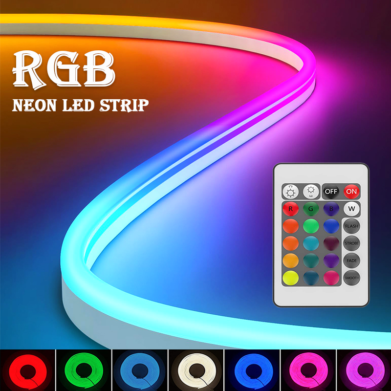 Luces de cuerda de neón LED USB, tiras de luces LED RGB con control remoto, tira de luz LED flexible que cambia de color, luces de neón de 5V para juegos