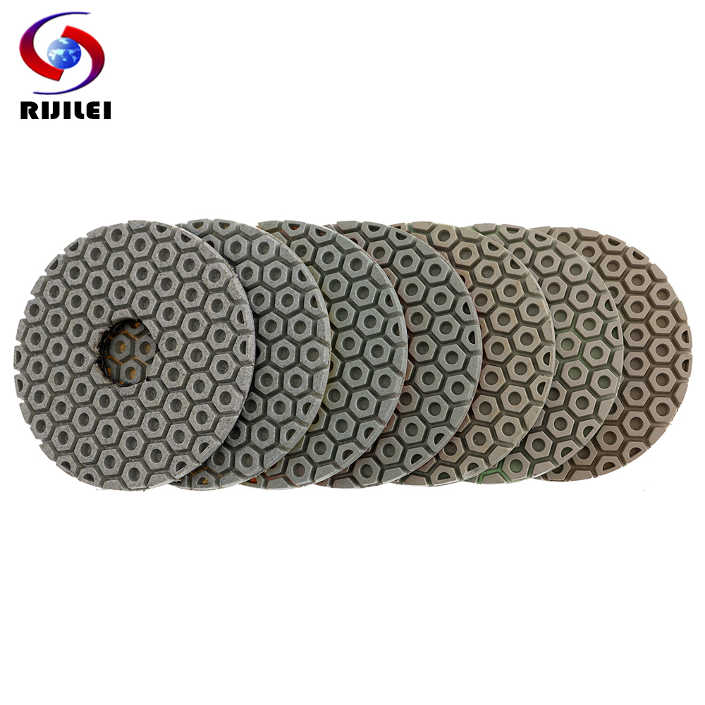 7 Buah/Set Bantalan Pemoles Super 4 Inci Kering/Basah 100Mm Bantalan Pemoles untuk Granit Marmer Batu Beton Cakram Gerinda