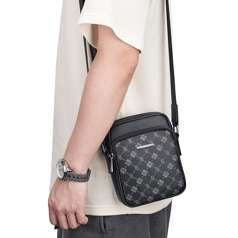 Bolsa de ombro de couro genuíno, mochila pequena impressa elegante, bolsa pequena casual
