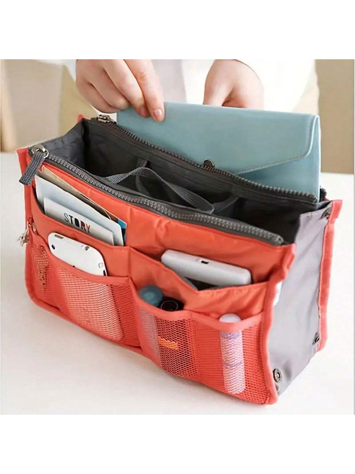 Borsa da viaggio portatile multifunzionale, borsa con doppia cerniera, borsa per il trucco, borsa portaoggetti, adatta per riporre oggetti da viaggio