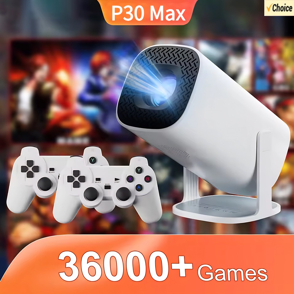 Projektor P30 Max HD 1080P Android 11 Konsola do Gier Wideo z 2 Bezprzewodowymi Kontrolerami i Wbudowanymi 3000 Grami