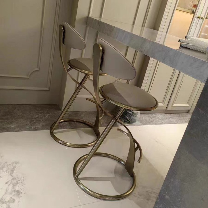 Modern Minimalist Bar Stool Designer Counter Chair with Backrest High Quality Kitchen Island Stool for Home Elegant Tall Seating