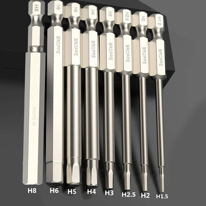 Juego de puntas de destornillador hexagonal, 8 Uds., H1.5-H8, Allen métrico S2, llave Allen magnética de acero de aleación, destornillador para taladro eléctrico