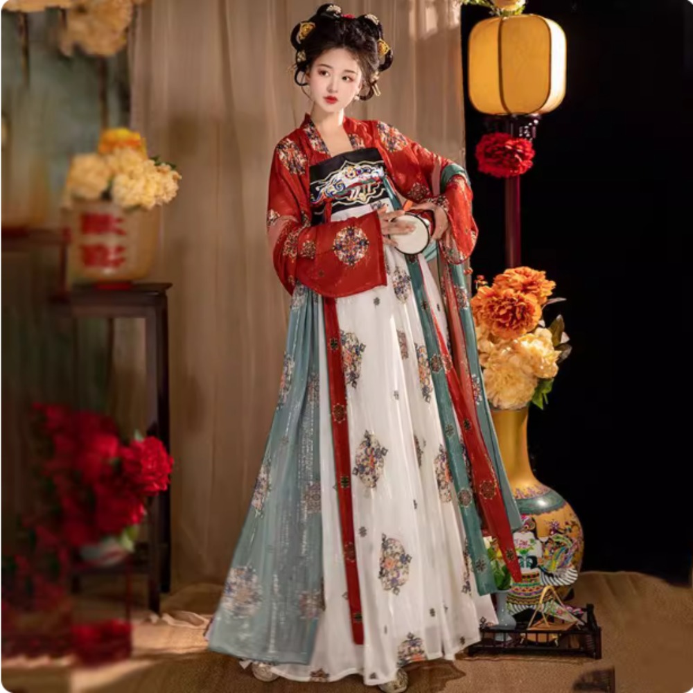 Sukienka w stylu vintage, imprezowa, wróżkowa, z nadrukiem, etniczna, sceniczna, Hanfu, kostiumy cosplay, tradycyjne chińskie ubrania dla kobiet.