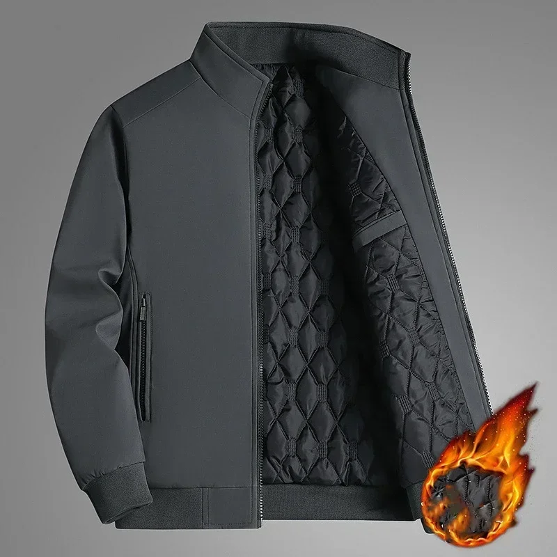ブラウンプラスサイズ 8xl ジャケット男性のための 2025 厚いスタンドカラー固体冬のジャケット男性防水暖かいビジネスカジュアル男性コート