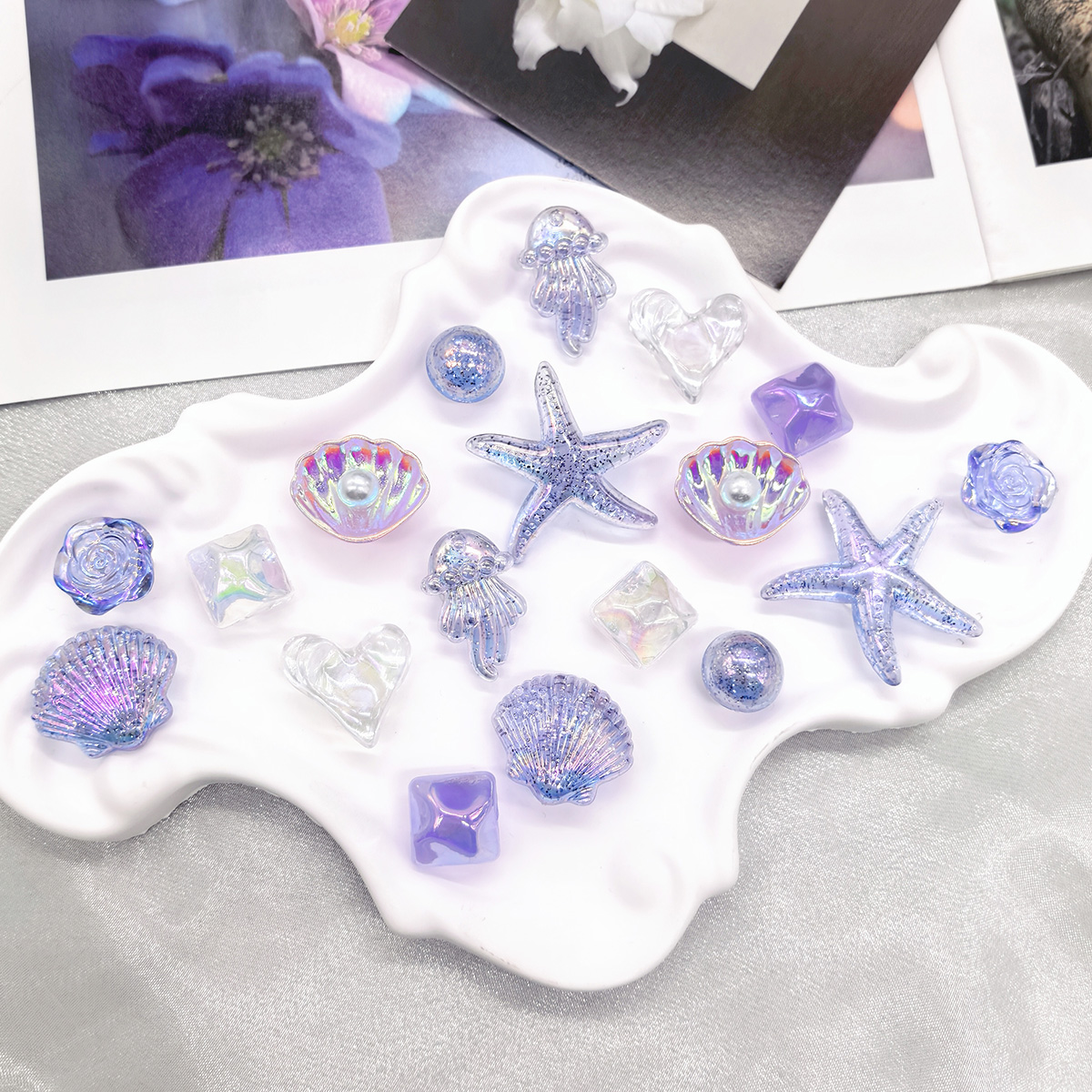 18 Pezzi di Charms Trasparenti a Forma di Stella Marina e Conchiglia, Decorazioni Fai-da-Te per Scarpe, Accessori per Zoccoli, Clip Decorative a Forma di Polpo