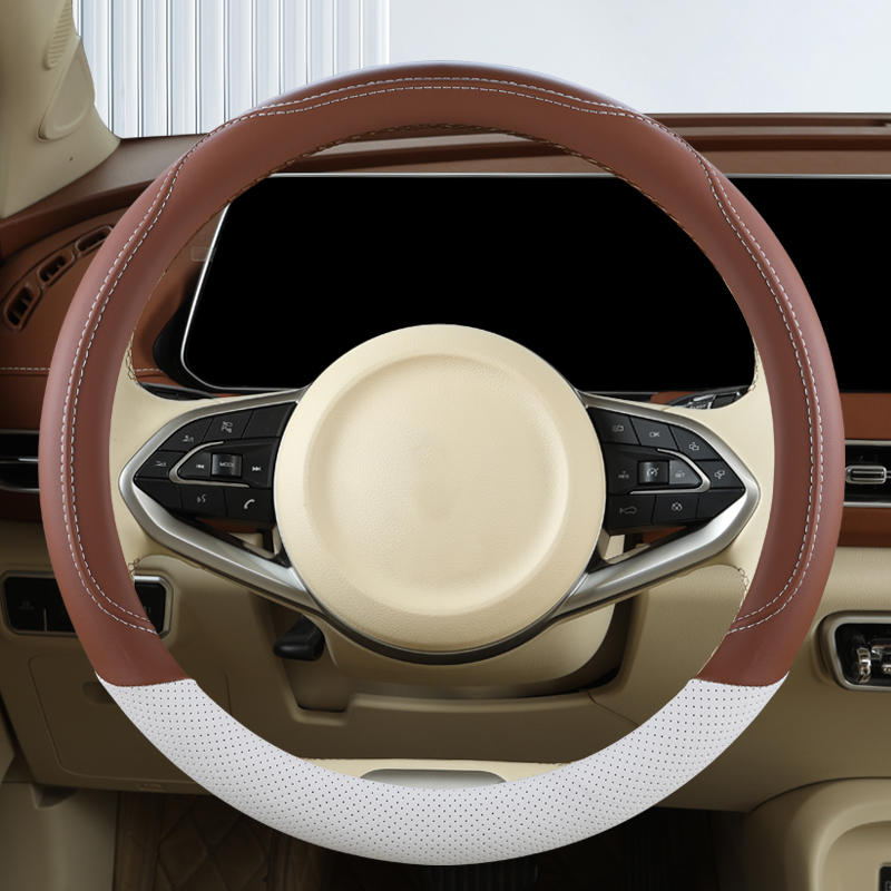 Nuovo coprivolante per auto, semplice coprimanubrio in pelle sottile per quattro stagioni, copertura protettiva antiscivolo, resistente all'usura e assorbente del sudore