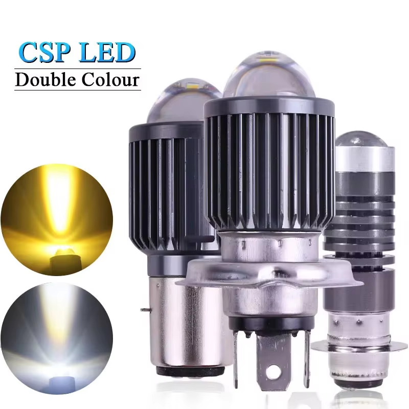 H4 LED Motorcycle Headlight H4 BA20D P15D CSP Led Lens White Yellow Hi Lo Beam Spotlight Motorbike Scooter Running Lamp