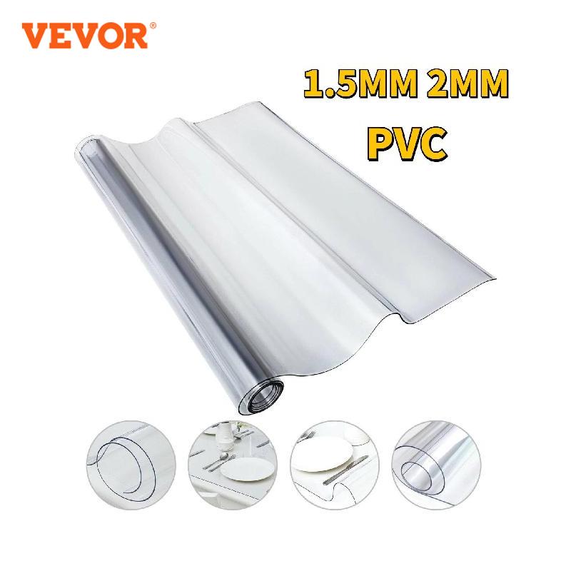 VEVOR PVC-Tischdecke, transparente Tischdecke, 1,5 mm, 2 mm, wasserdicht, ölbeständig, Kunststoff, weiches Glas, Schutzabdeckung für Esstisch