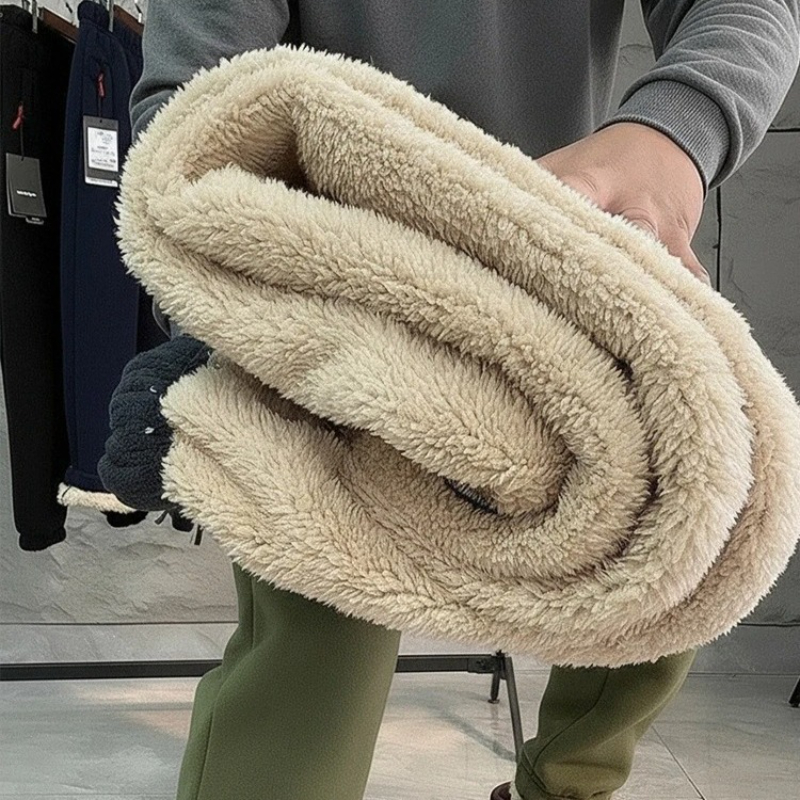 Pantaloni invernali foderati in pile caldo da uomo con tasche con cerniera Pantaloni da jogging in pile ispessito Pantaloni da uomo Pantaloni sportivi termici freddi da neve