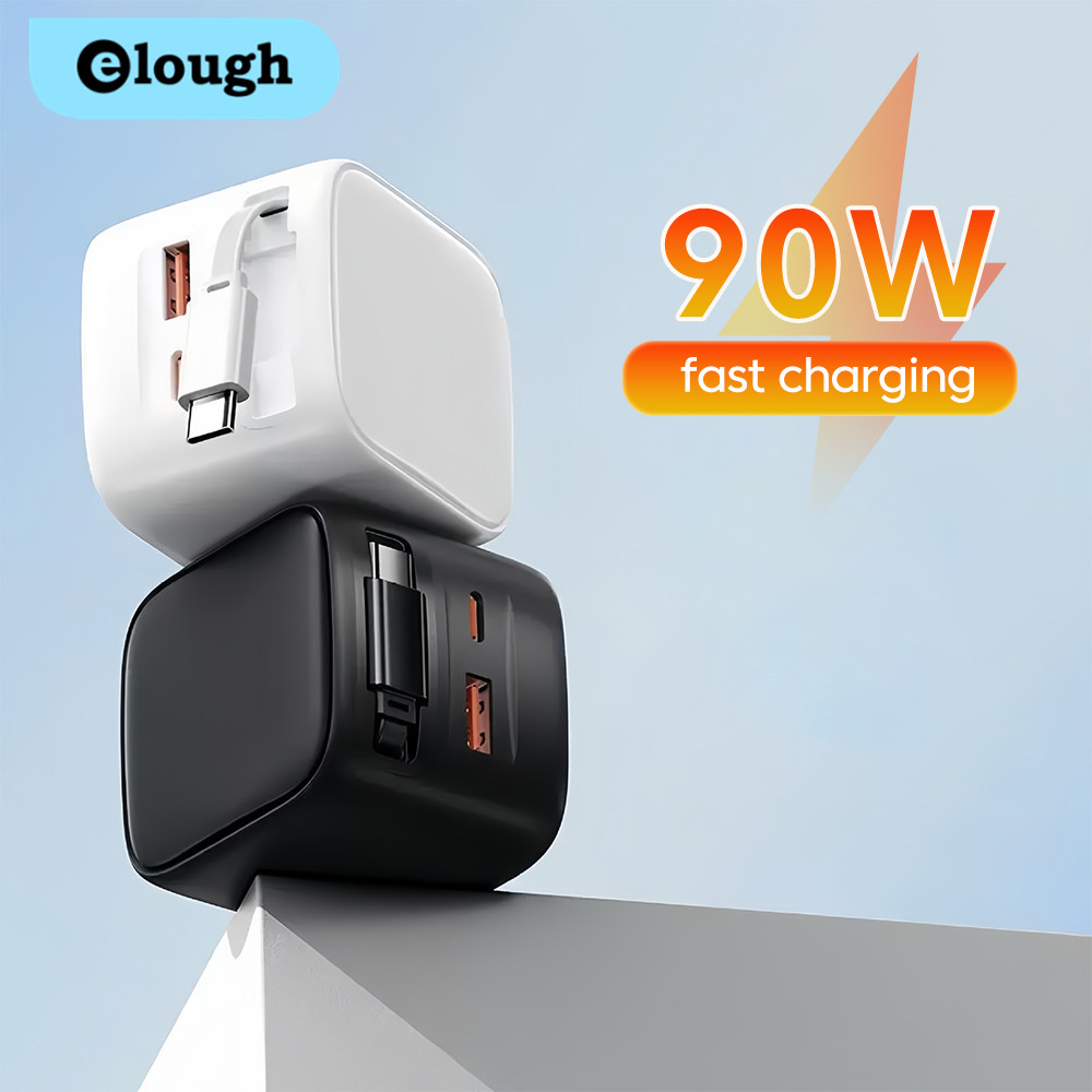 90W Gan Super Fast Charger Phone Charger Adapter Retractable Fast Charging USB C Cable for iPhone 15 16 17 Samsung Huawei