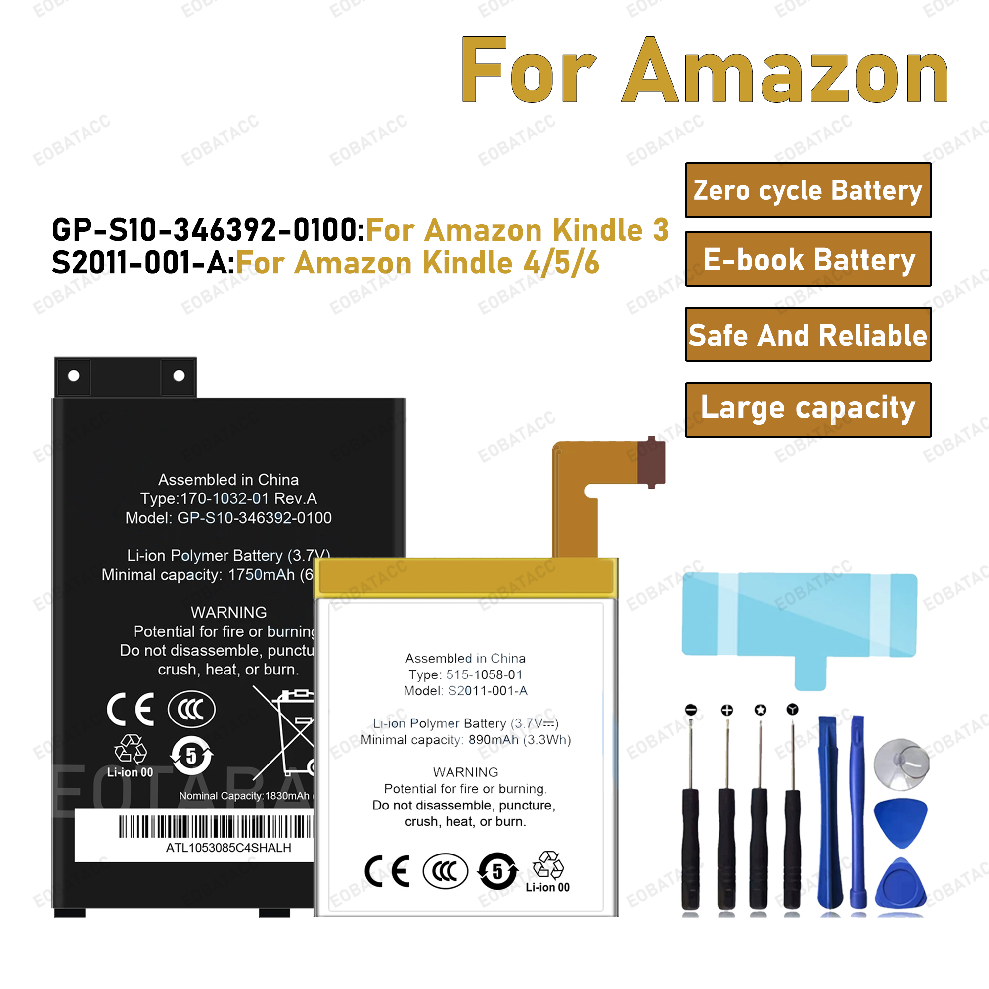 Оригинальная батарея 2026 года для Amazon Kindle 3, Kindle 4, 5, 6 (MC-265360, D00901, D01100) – сменная аккумуляторная батарея для телефона