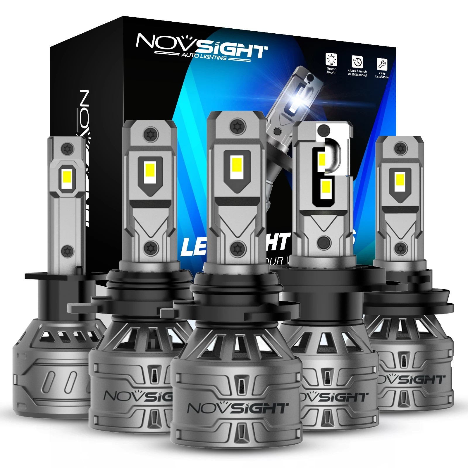 Лампы для автомобильных фар NOVSIGHT H7, лампы для автомобильных фар H4 H11 H8 H9 9005 HB3 9006 HB4 H1 H3 60 Вт 6500 лм K