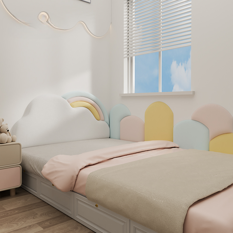 Full Size Bed Frame， Tatami Wall Circumference Soft Bag Technology Cloth Children's Room Boys and Girls Headboard Backrest