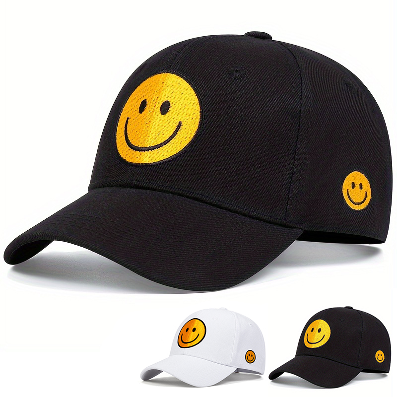 Casquettes de Baseball unisexes avec visage souriant brodé, chapeaux décontractés réglables pour l'extérieur, chapeau de protection solaire, printemps-automne