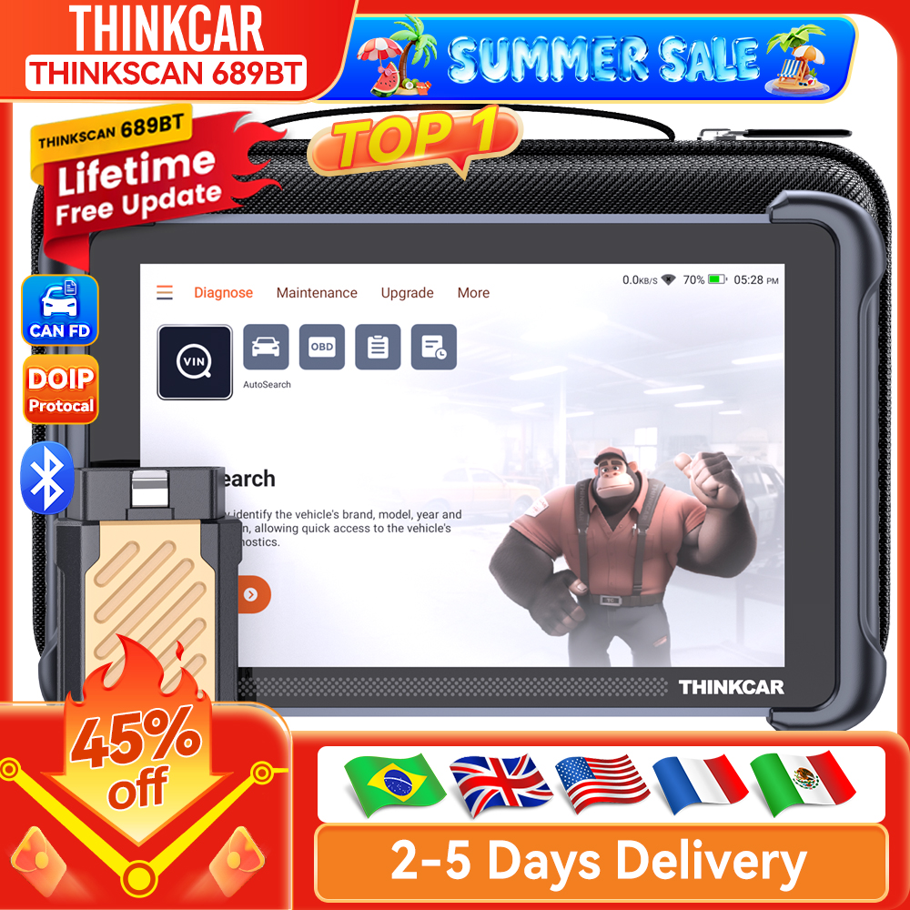 THINKCAR Thinkscan 689BT OBD2 Narzędzie diagnostyczne OBD2 Dwukierunkowe kodowanie ECU CANFD DOIP 34 Reset Wszystkie diagnostyki systemu Dożywotnia bezpłatna