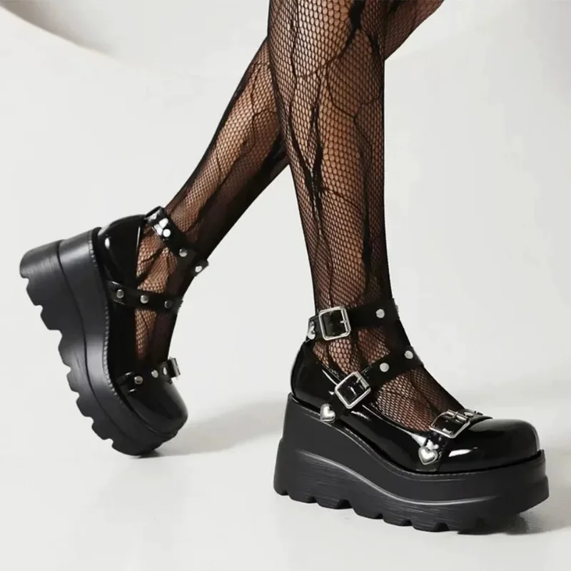 Vrouwen Pompen Mary Jane Super Hoge Hak Platform Wedge Lente Dames Sandalen Gesp Klassieke Zoete Punk Vrouwelijke Lolita Schoenen