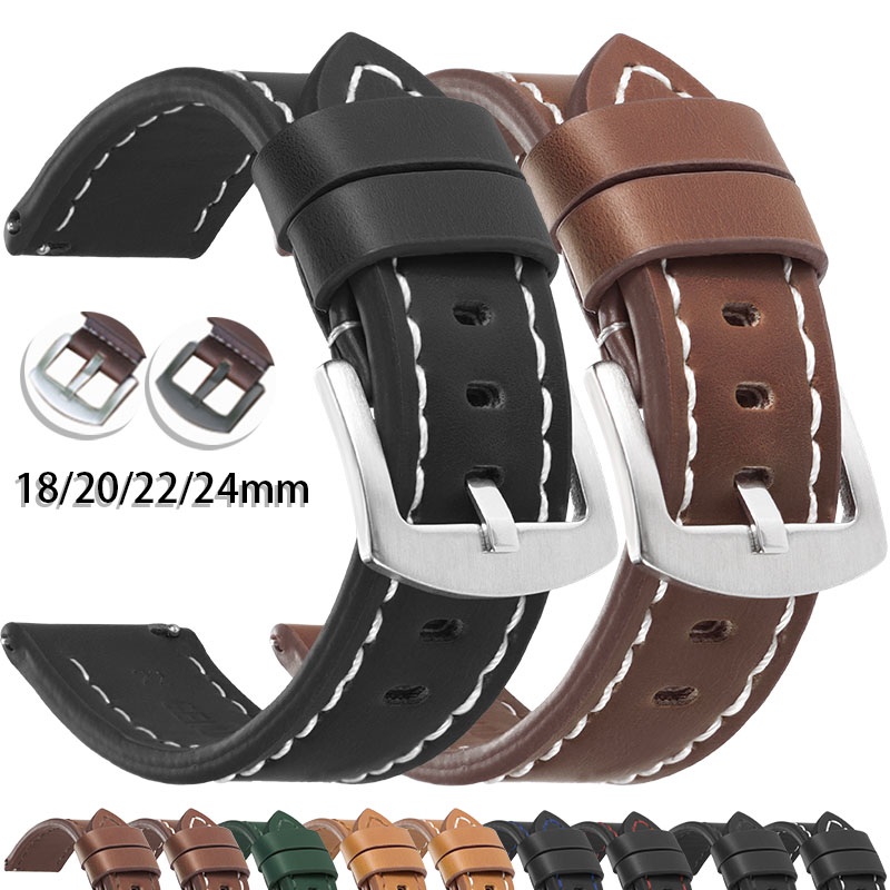 18mm 20mm 22mm 24mm Retro Calfskin Leather Strap for Huawei Watch GT5/GT4/GT3 for Seiko Watch Band Sport Quick Release Bracelet