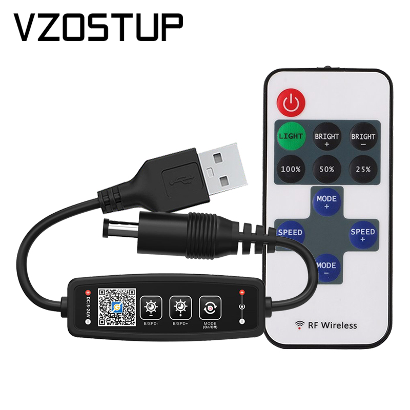 DC5-24V 5050 2835 controlador LED de un solo Color atenuador para botón de aplicación Bluetooth Control remoto RF para luces de cinta SMD COB