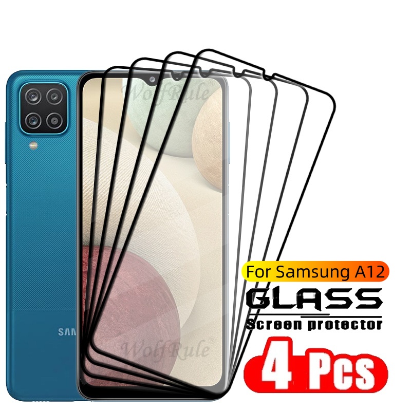 4PCS Copertura Completa In Vetro Per Samsung A12 Vetro Samsung Galaxy A12 Vetro Colla Completa Della Copertura 9H HD Per La Protezione Dello Schermo Samsung A12 A 12