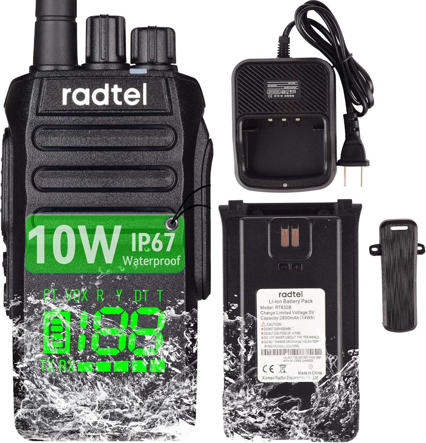 Radtel RT-493 10 ワット IP67 防水 UHF 400-470Mhz ビジネス双方向ラジオ 199Ch 高速コピー周波数トランシーバー usb-c