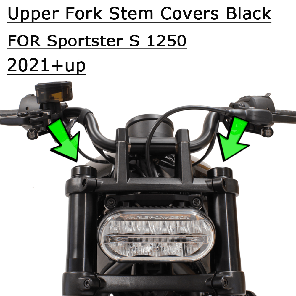 Cubiertas para vástago de horquilla superior de motocicleta, color negro, para Sportster S 1250 RH1250 S 2022 2021